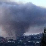 Saint-Chamas. Incendie du centre de stockage des déchets. Colonne de fumées toxiques.