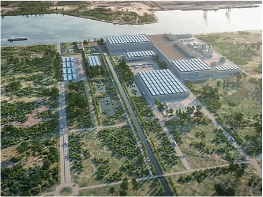 Maquette représentant le projet Carbon dans le site à Fos.